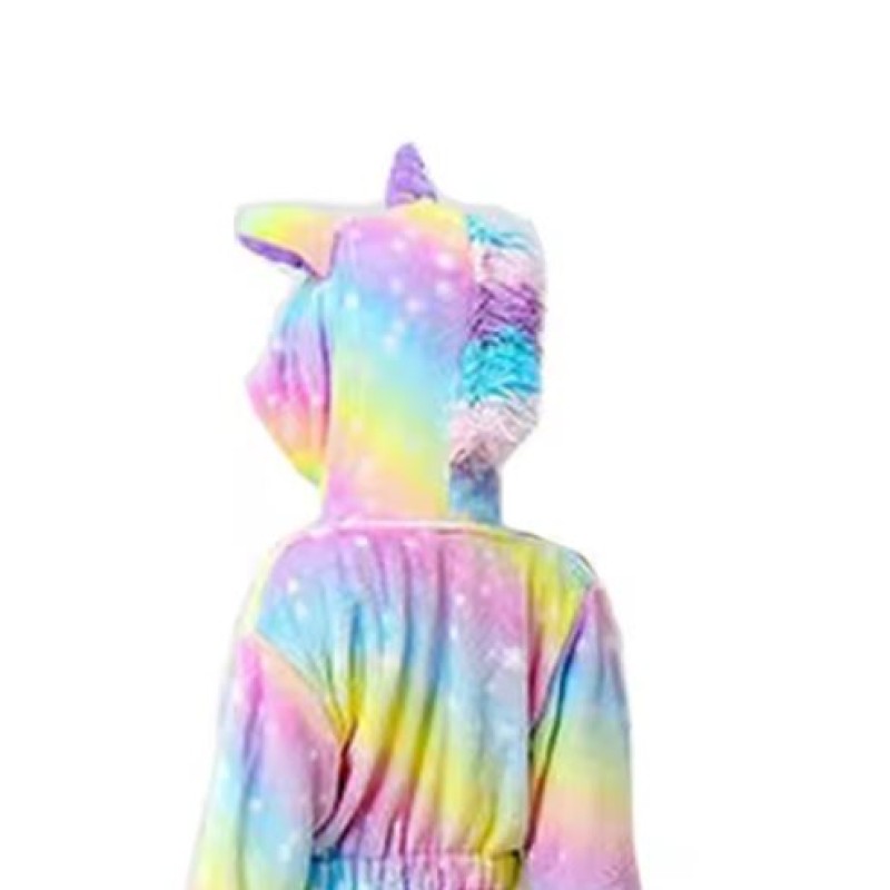 Halate de baie pentru copii, model cu Unicorn, curcubeu cu buline