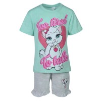 Pijama pentru copii, culoare turcoaz deschis, model pisicuta Angela