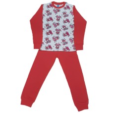 Pijamale copii GUPSE, bumbac, Alb-Rosu, ursuleti