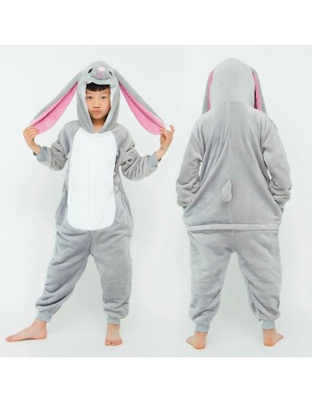 Pijama intreaga, pentru fete si baieti, tip salopeta, model Iepuras, GRI, Lola Bunny