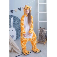 Pijama salopeta pentru copii, KIGURUMI, model Girafa, culoare galbena,  Onesie