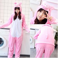 Pijama salopeta pentru copii, KIGURUMI, model Porcusor, culoare roz,  Onesie