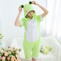 Pijama salopeta scurta, model broscuta, culoare verde KIGURUMI