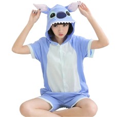 Pijama salopeta scurta pentru copii, model iepuras, culoare bleu, KIGURUMI