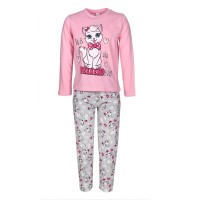 Pijama pentru copii, culoare roz-gri, model Weekendul Pisicutei