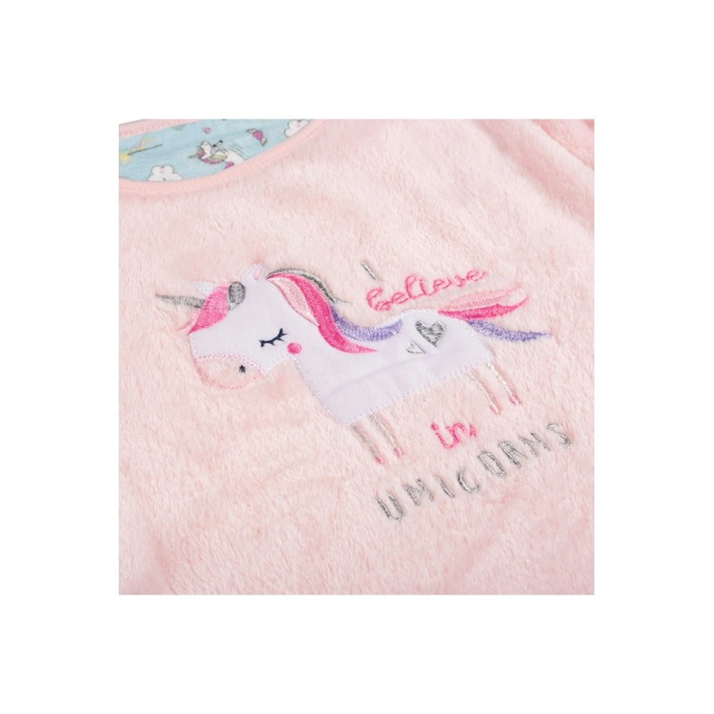 Pijama tip cocolino, roz-turcoaz,  I believe in Unicorns