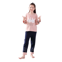 Pijama  imprimeu cu iepuras, culoare Roz/ Bleumarin
