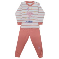 Pijama pentru copii, culoare roz, imprimeu flamingo